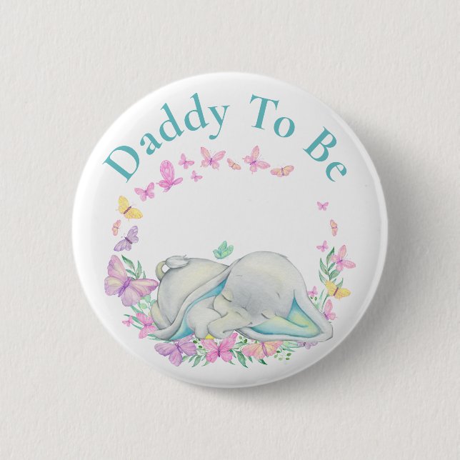 Macaron Rond 5 Cm Elephant papa sera Button Papillon (Devant)