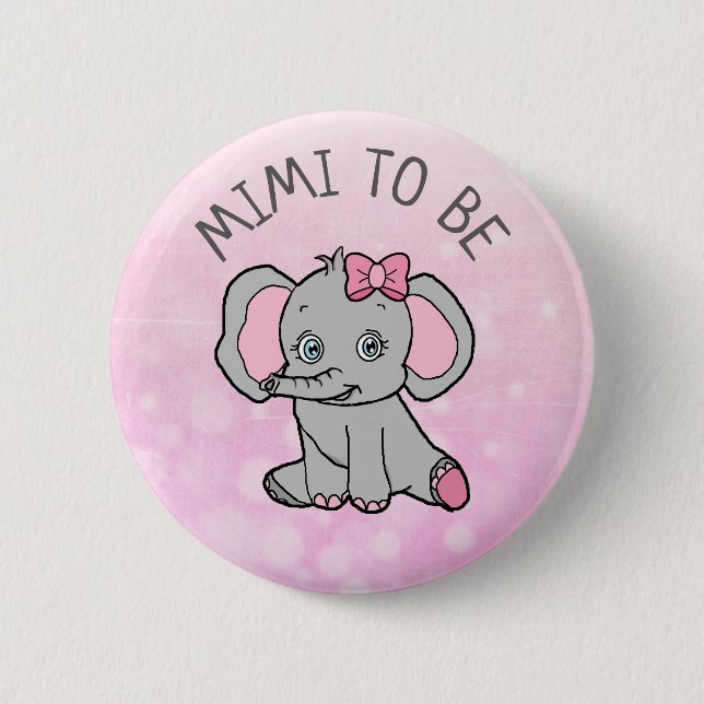 Macaron Rond 5 Cm Eléphant rose Mimi à être Baby shower (Devant)