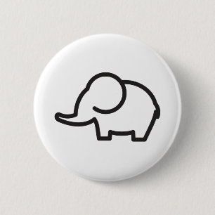 Macaron Rond 5 Cm Eléphant Stylisé