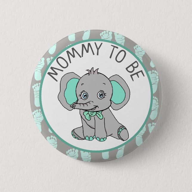 Macaron Rond 5 Cm Elephant Thème Maman être Baby shower (Devant)