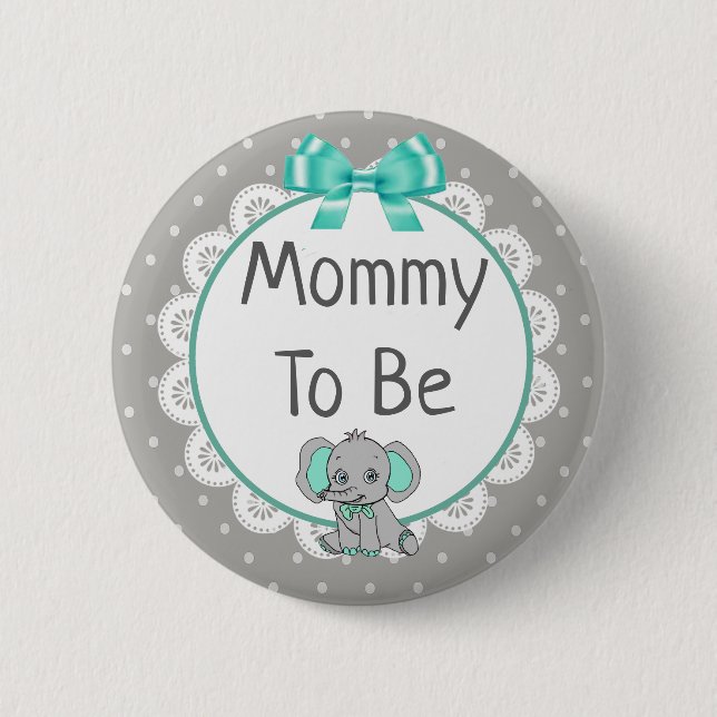 Macaron Rond 5 Cm Elephant Thème Maman être Baby shower (Devant)