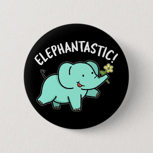 Macaron Rond 5 Cm Elephantastic Funny Elephant Pun Dark BG