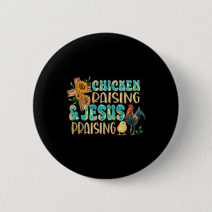 Macaron Rond 5 Cm Élevage de poulet &amp; Jésus Louant Christian Far