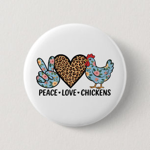 Macaron Rond 5 Cm Élevage de poulets Ferme Paix Amour Poulets Pour F
