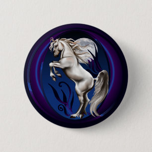 Macaron Rond 5 Cm Élevage du bouton d'ovale de cheval blanc