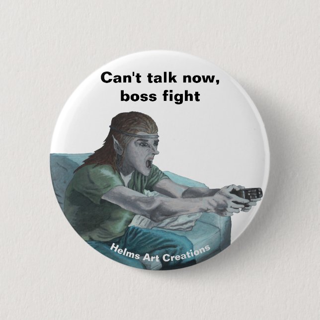 Macaron Rond 5 Cm Elf Video Gamer Jeu Boss Fight Imaginaire Art Butt (Devant)