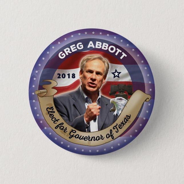 Macaron Rond 5 Cm Élisez Greg Abbott pour le gouverneur du Texas (Devant)