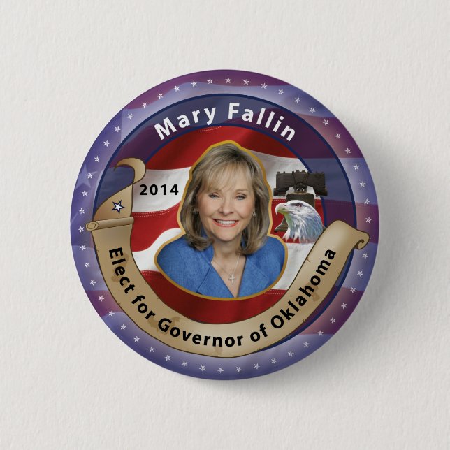 Macaron Rond 5 Cm Élisez Mary Fallin pour le gouverneur de (Devant)