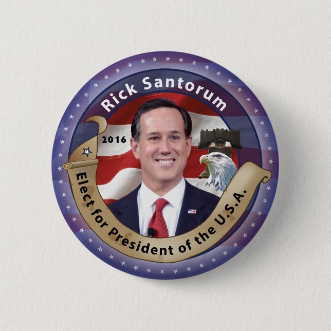 Macaron Rond 5 Cm Élisez Rick Santorum pour le président - 2016 (Devant)
