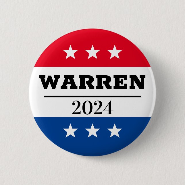 Macaron Rond 5 Cm Elizabeth Warren Élections 2024 (Devant)