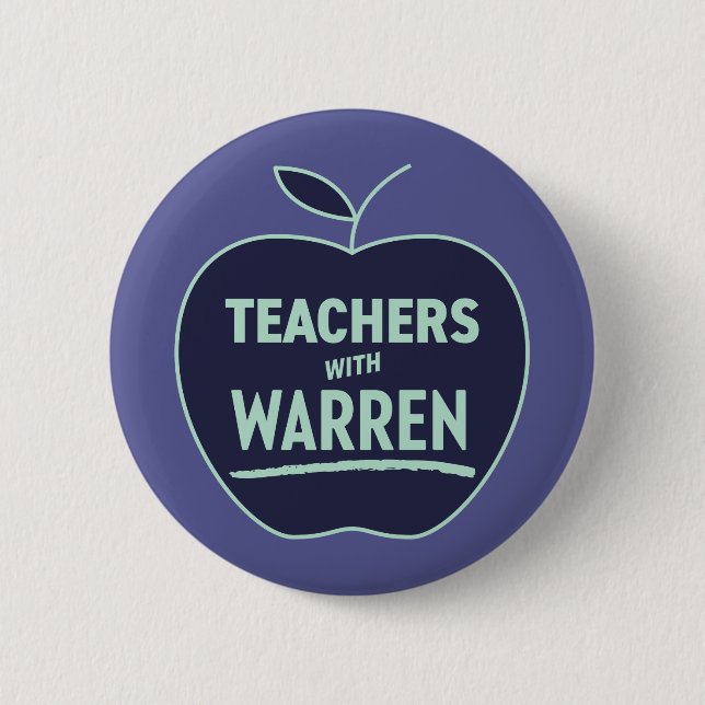 Macaron Rond 5 Cm Elizabeth Warren - Enseignants Avec Warren Button (Devant)
