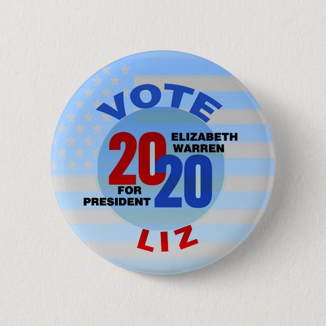 Macaron Rond 5 Cm Elizabeth Warren pour la présidente 2020 (Devant)