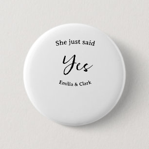 Macaron Rond 5 Cm elle a juste dit oui nom de fête d'engagement simp