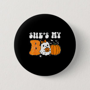 Macaron Rond 5 Cm Elle est mon Boo Drôle de couples assortis Hallowe
