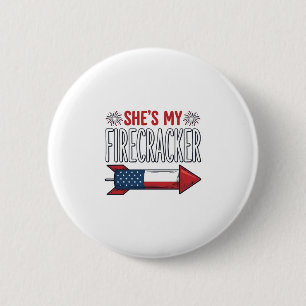 Macaron Rond 5 Cm Elle est mon pétard Couple patriotique Design_1