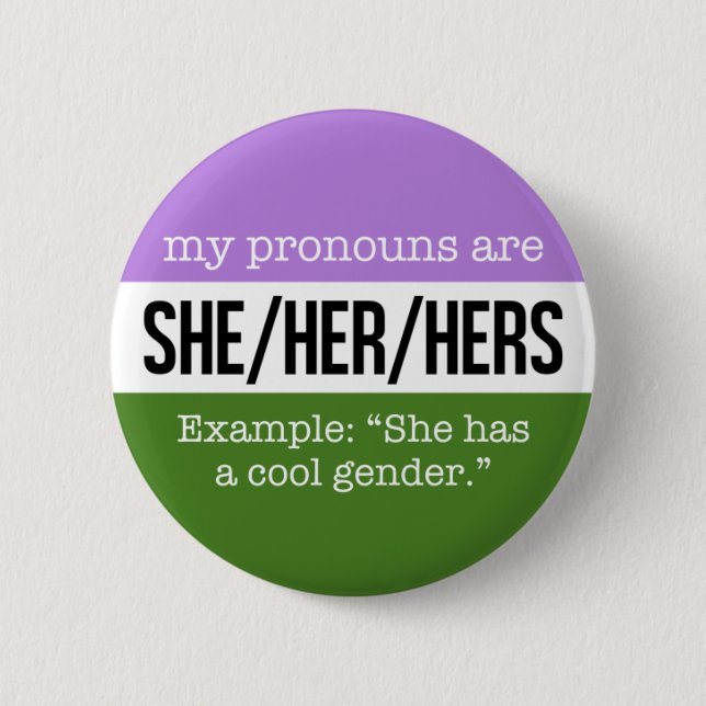Macaron Rond 5 Cm Elle/ses pronoms - drapeau de Genderqueer (Devant)