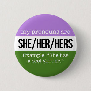 Macaron Rond 5 Cm Elle/ses pronoms - drapeau de Genderqueer