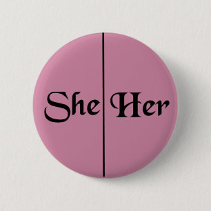 Macaron Rond 5 Cm Elle/son pronom v5 - rose