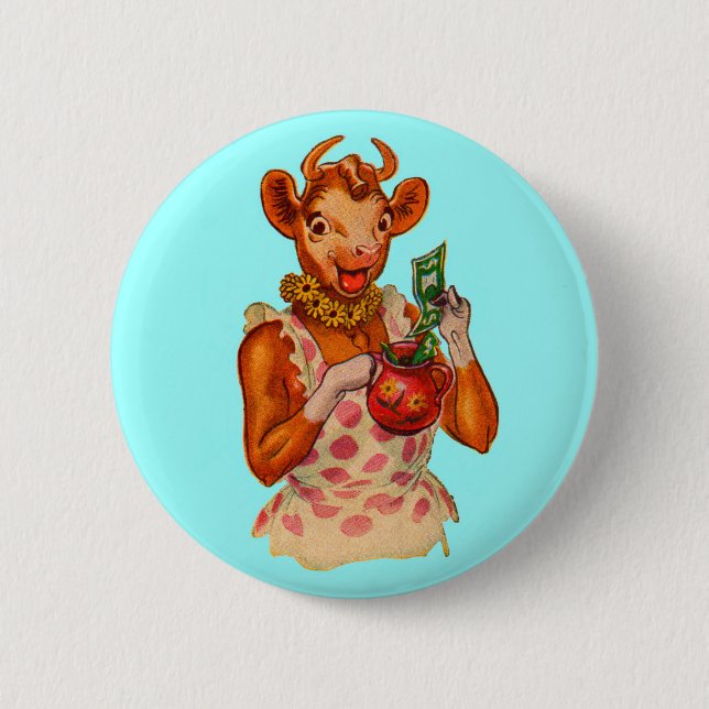 Macaron Rond 5 Cm Elsie the Cow, gestionnaire de l'argent (Devant)