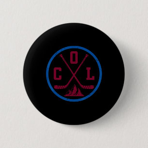 Macaron Rond 5 Cm Emblème de hockey vintage Colorado Drôle Col Hocke