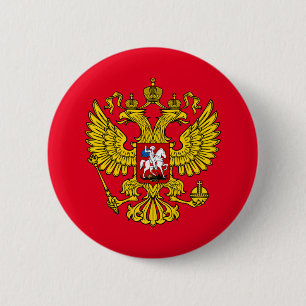 Macaron Rond 5 Cm Emblème de l'aigle jaune impérial russe à double t
