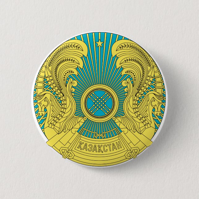 Macaron Rond 5 Cm emblème du kazakhstan (Devant)
