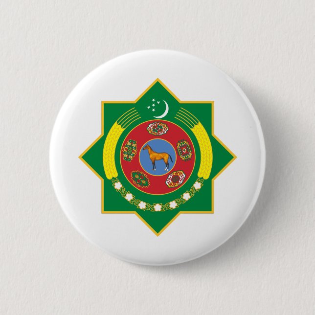Macaron Rond 5 Cm emblème du turkmenistan (Devant)