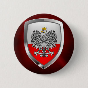 Macaron Rond 5 Cm Emblème métallique de Pologne