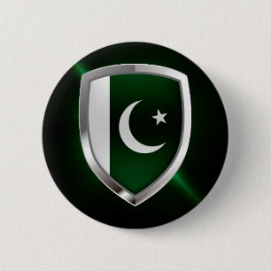 Macaron Rond 5 Cm Emblème métallique du Pakistan