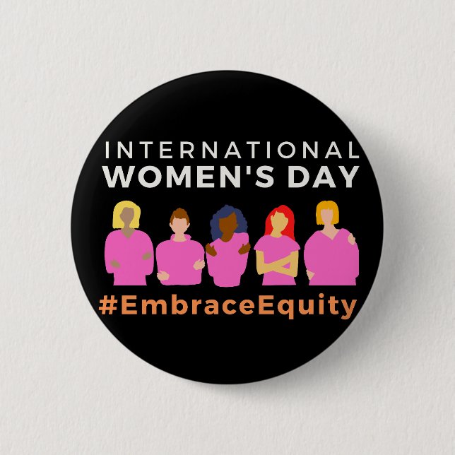 Macaron Rond 5 Cm Embrace Equity International Women's Day 2023 (Devant)
