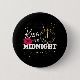 Macaron Rond 5 Cm Embrasse-Moi À Minuit Nouvel An Soirée