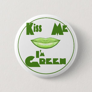 Macaron Rond 5 Cm Embrasse-moi Je suis vert