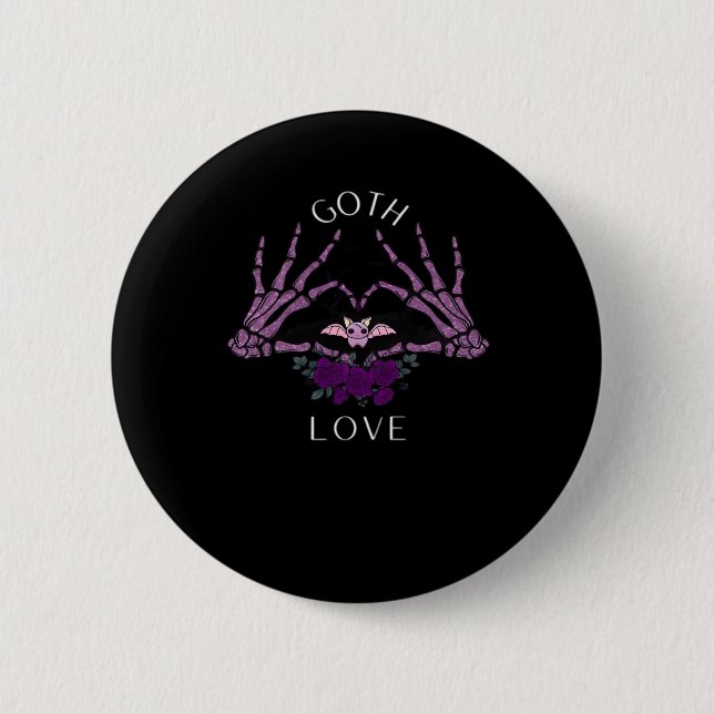 Macaron Rond 5 Cm Embrassez Goth Skeleton Heart (Devant)