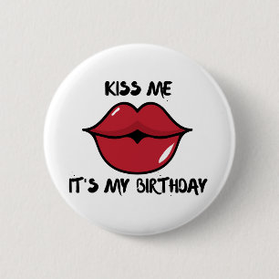 Macaron Rond 5 Cm embrassez-moi, il est mon anniversaire