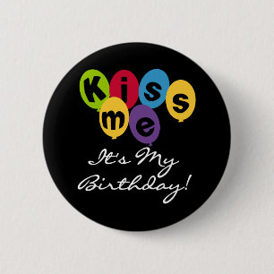 Macaron Rond 5 Cm Embrassez-moi que c'est mon anniversaire