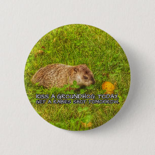 Macaron Rond 5 Cm Embrassez un groundhog aujourd'hui. Obtenez un