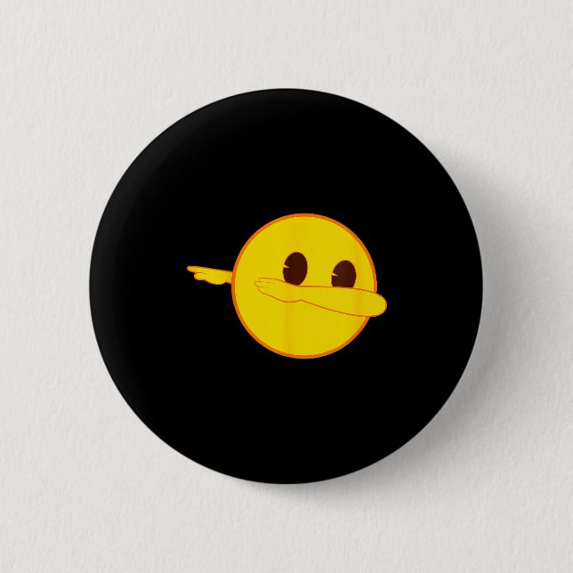 Macaron Rond 5 Cm Emoji Dab Dabbing Yellow Smile Face  (Devant)