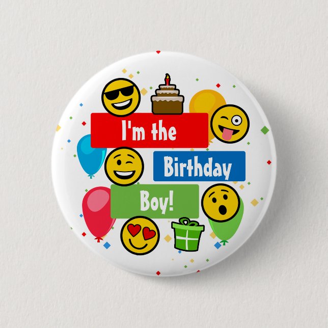 Macaron Rond 5 Cm Emoji fête d'anniversaire Enfants Je suis le garço (Devant)