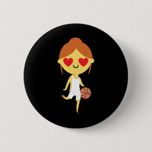 Macaron Rond 5 Cm Émoji, fille de basket-ball