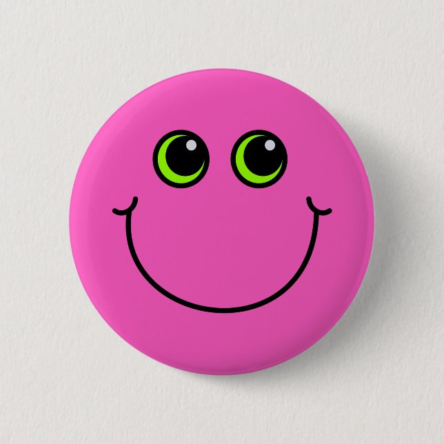 Macaron Rond 5 Cm Emoji heureux rose font face (Devant)