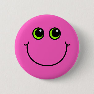 Macaron Rond 5 Cm Emoji heureux rose font face