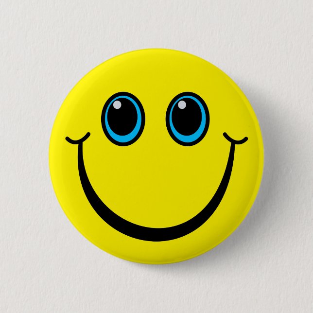 Macaron Rond 5 Cm Emoji jaune heureux font face (Devant)