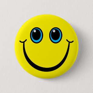 Macaron Rond 5 Cm Emoji jaune heureux font face