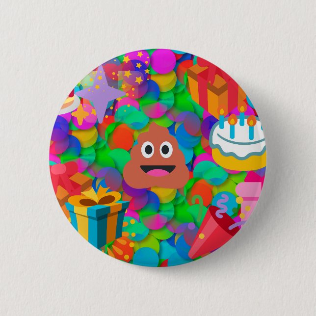 Macaron Rond 5 Cm emoji joyeux pod'anniversaire (Devant)
