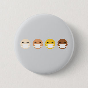 Macaron Rond 5 Cm Emoji Masqué Visages Masque Haut COVID