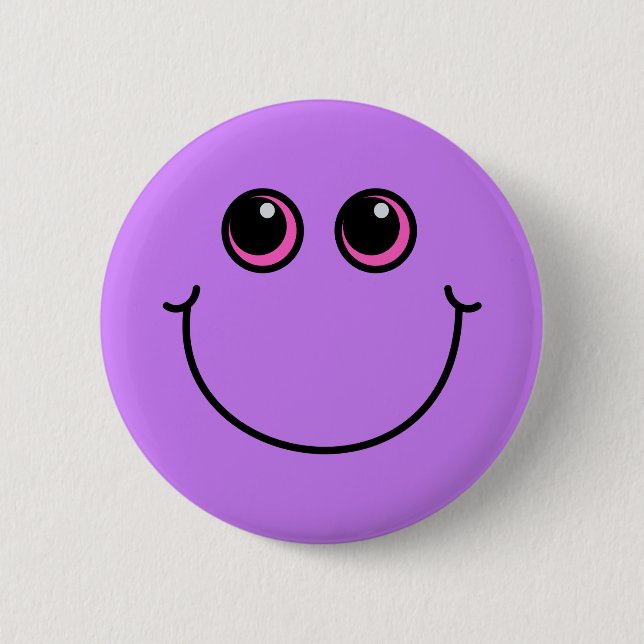 Macaron Rond 5 Cm Emoji pourpre de sourire font face (Devant)