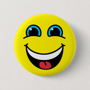 Macaron Rond 5 Cm Emoji riant font face au jaune