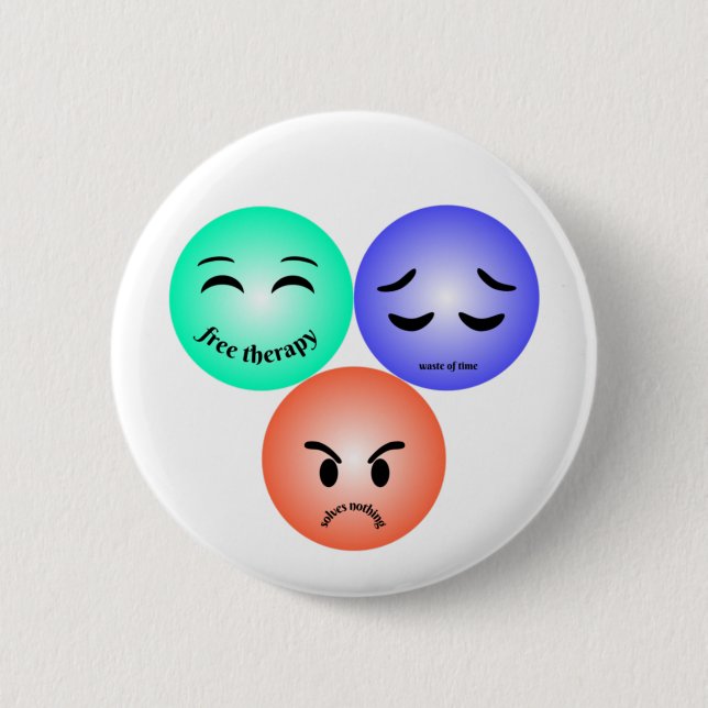 Macaron Rond 5 Cm Emoji sentiments avec des citations heureuses, tri (Devant)
