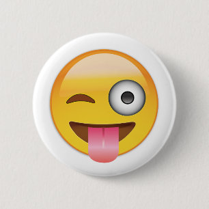 Macaron Rond 5 Cm Emoji - visage avec la langue