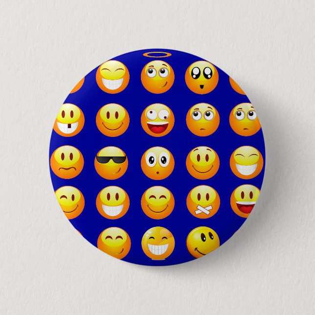 Macaron Rond 5 Cm emojis bleu foncé (Devant)